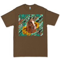Cacao western horse with gemstone and sunflower Premium Tee - Artiststas