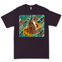 Plum western horse with gemstone and sunflower Premium Tee - Artiststas