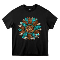 Black gemstone cowhide leopard turquoise sunflower Heavy Core Tee - Artiststas