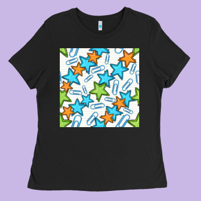 Stars School Seamless Pattern Ladies Tee Designed By Bundleandbundleshop