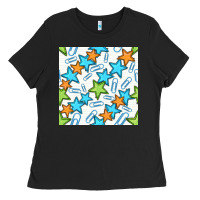 Black stars school seamless pattern Ladies Tee - BundleAndBundleShop