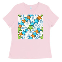 Bubblegum Pink stars school seamless pattern Ladies Tee - BundleAndBundleShop