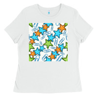 White stars school seamless pattern Ladies Tee - BundleAndBundleShop