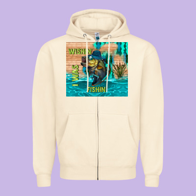 Wıshın I Was Fıshın Zipper Hoodie Designed By Tumblerdesignbyshophia