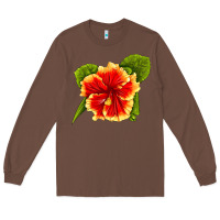 Chestnut Hawaiian Hibiscus Flower Long Sleeve Tee - LillyAllenDesigns