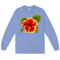 Colony Blue Hawaiian Hibiscus Flower Long Sleeve Tee - LillyAllenDesigns