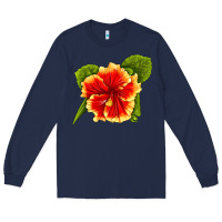 Navy Hawaiian Hibiscus Flower Long Sleeve Tee - LillyAllenDesigns