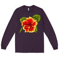 Plum Hawaiian Hibiscus Flower Long Sleeve Tee - LillyAllenDesigns