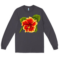 Smoke Hawaiian Hibiscus Flower Long Sleeve Tee - LillyAllenDesigns