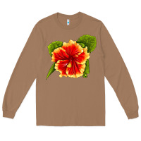 Toasted Coconut Hawaiian Hibiscus Flower Long Sleeve Tee - LillyAllenDesigns