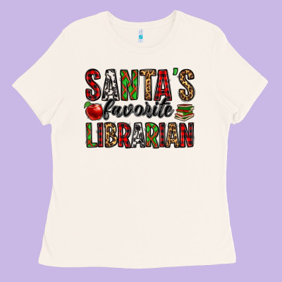 Santa's Favorite Librarian Ladies Tee Designed By Jasminsmagicworld