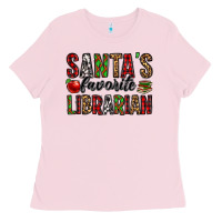 Bubblegum Pink santa's favorite librarian Ladies Tee - Jasminsmagicworld