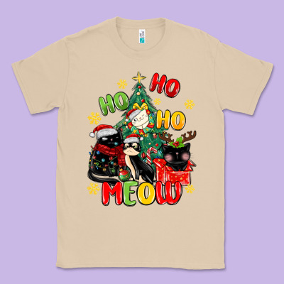 Ho Ho Ho Meow Classic Tee Designed By Maliassmallbusiness