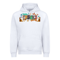 White Happy thanksgiving Urban Hoodie - CowhideDigitalArt