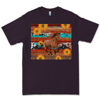 Plum western horse and sunflowers cowhide leopard with aztec Premium Tee - Artiststas