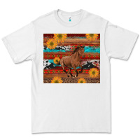 White western horse and sunflowers cowhide leopard with aztec Premium Tee - Artiststas