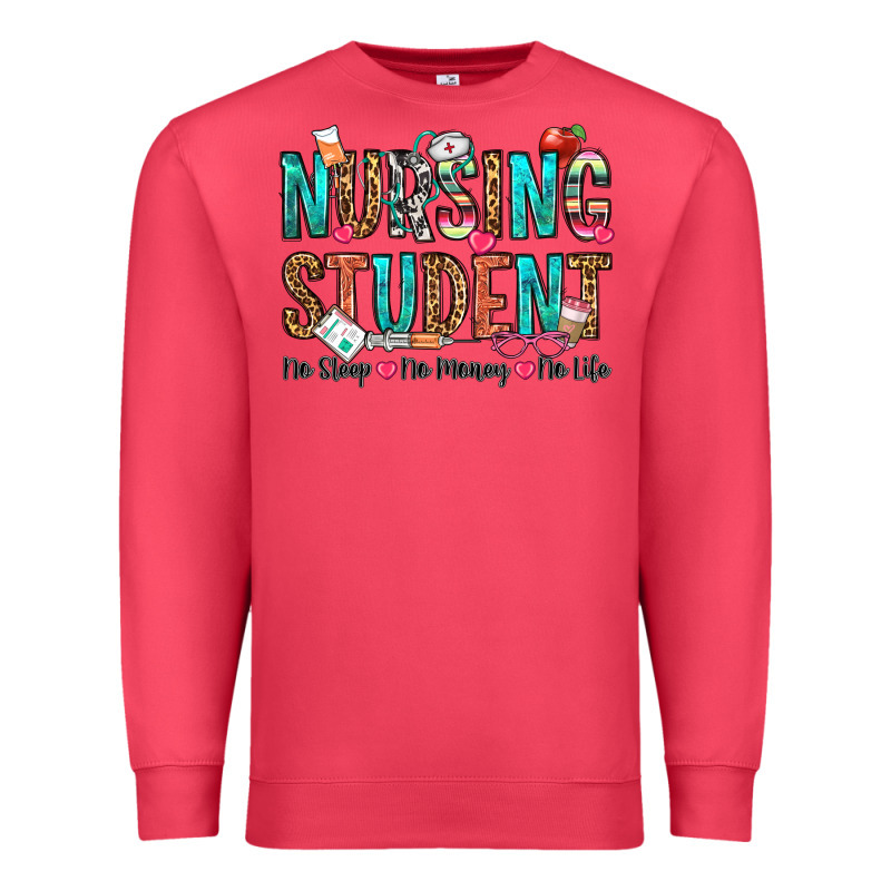 Nursing Student No Sleep No Money No Life Premium Sweatshirt by OliviaCreatesArt | Teevron