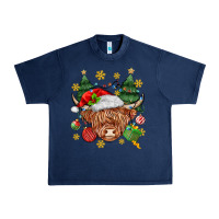 Navy Christmas highland cow Urban Heavy Tee - MaliasSmallBusiness