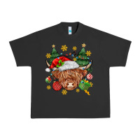 Pigment Black Christmas highland cow Urban Heavy Tee - MaliasSmallBusiness