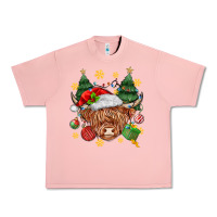 Salmon Christmas highland cow Urban Heavy Tee - MaliasSmallBusiness