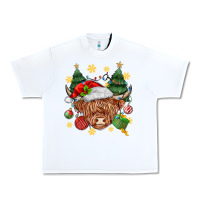 White Christmas highland cow Urban Heavy Tee - MaliasSmallBusiness