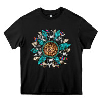 Black cowhide leopard serape gemstone  sunflower Heavy Core Tee - Artiststas