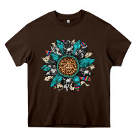 Chocolate Brown cowhide leopard serape gemstone  sunflower Heavy Core Tee - Artiststas