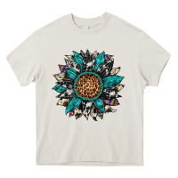 Cream cowhide leopard serape gemstone  sunflower Heavy Core Tee - Artiststas