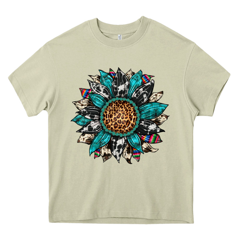 Cowhide Leopard Serape Gemstone  Sunflower Heavy Core Tee by Artiststas | Teevron