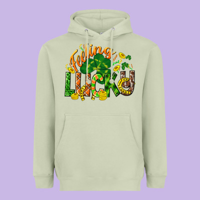 Feeling Lucky St. Patrick's Day Heavyweight Hoodie Designed By Cowgirlartshop