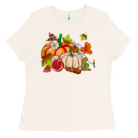 Bone pumpkins daisies and fall leaf's ado Ladies Tee - AdoDesignShop