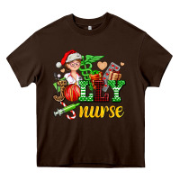 Chocolate Brown jolly nurse with Christmas element Heavy Core Tee - AdoDesignShop