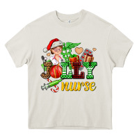 Cream jolly nurse with Christmas element Heavy Core Tee - AdoDesignShop