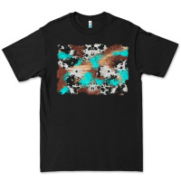 Black western cowhide turquoise and wood background Premium Tee - Artiststas