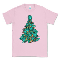 Bubblegum Pink christmas tree with gemstones Classic Tee - MaliasSmallBusiness