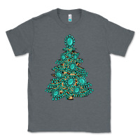 Charcoal Heather christmas tree with gemstones Classic Tee - MaliasSmallBusiness