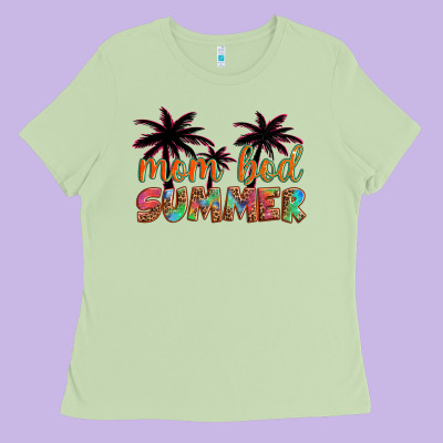 Mom Bod Summer With Palms Ladies Tee Designed By Artiststas
