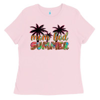 Bubblegum Pink mom bod summer with palms Ladies Tee - Artiststas