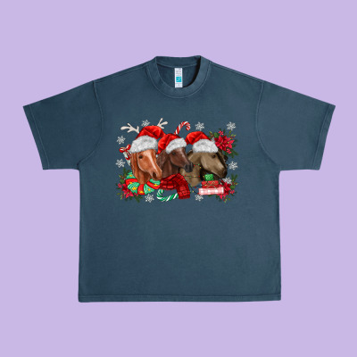 Christmas Horses Urban Heavy Tee Designed By Maliassmallbusiness