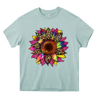 Tie Dye Leopard Sunflower Heavy Core Tee | Teevron