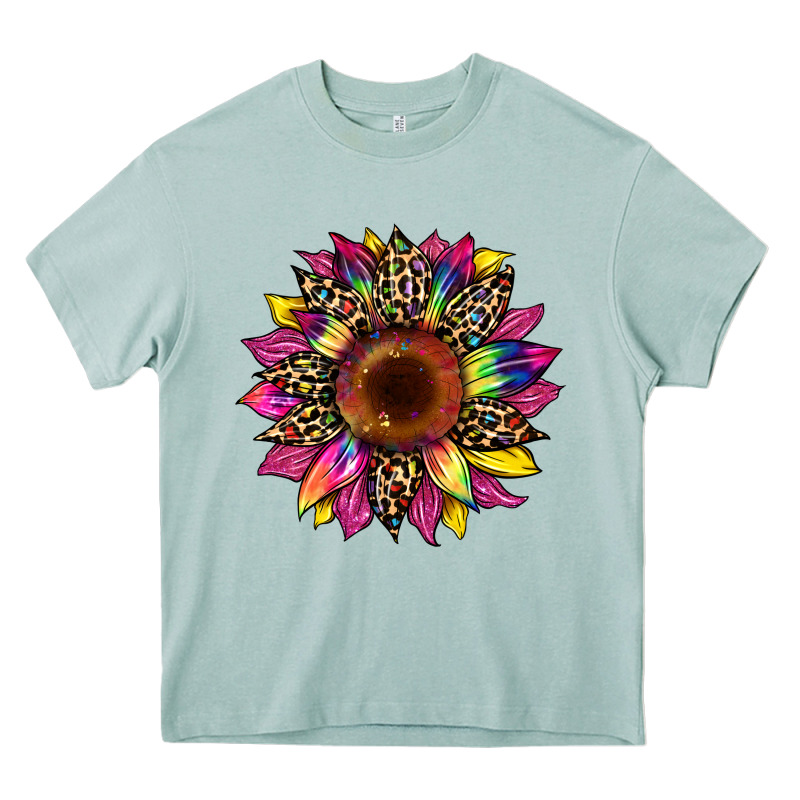 Tie Dye Leopard Sunflower Heavy Core Tee by Artiststas | Teevron