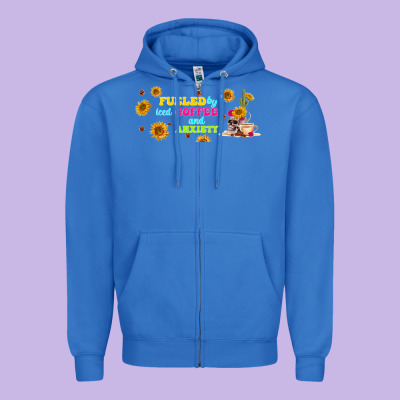 Fueled By ıced Coffee And Anxiety Zipper Hoodie Designed By Tumblerdesignbyshophia