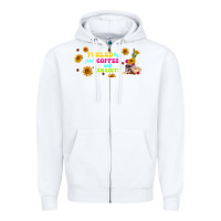 White fueled by ıced coffee and anxiety Zipper Hoodie - TumblerDesignByShophia