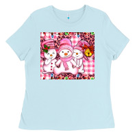 Baby Blue pink snowgirls Ladies Tee - AdoDesignShop