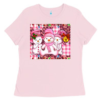 Bubblegum Pink pink snowgirls Ladies Tee - AdoDesignShop