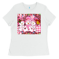 White pink snowgirls Ladies Tee - AdoDesignShop
