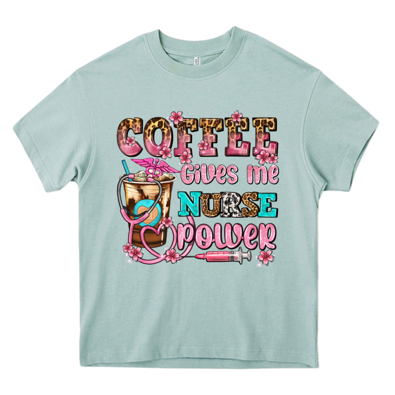 Coffee Gives Me Nurse Power Heavy Core Tee by AdoDesignShop | Teevron