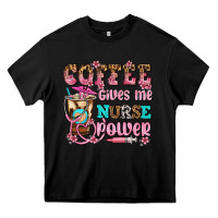 Black coffee gives me nurse power Heavy Core Tee - AdoDesignShop