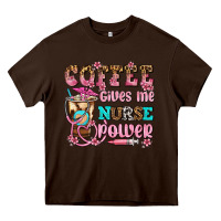 Chocolate Brown coffee gives me nurse power Heavy Core Tee - AdoDesignShop