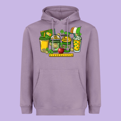 St. Patrick's Day Teacher Coffee Cups Heavyweight Hoodie Designed By Howdyjamesfarm